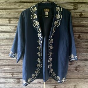 Bob Mackie Women's Linen Blend Open-Front Jacket Size S‎